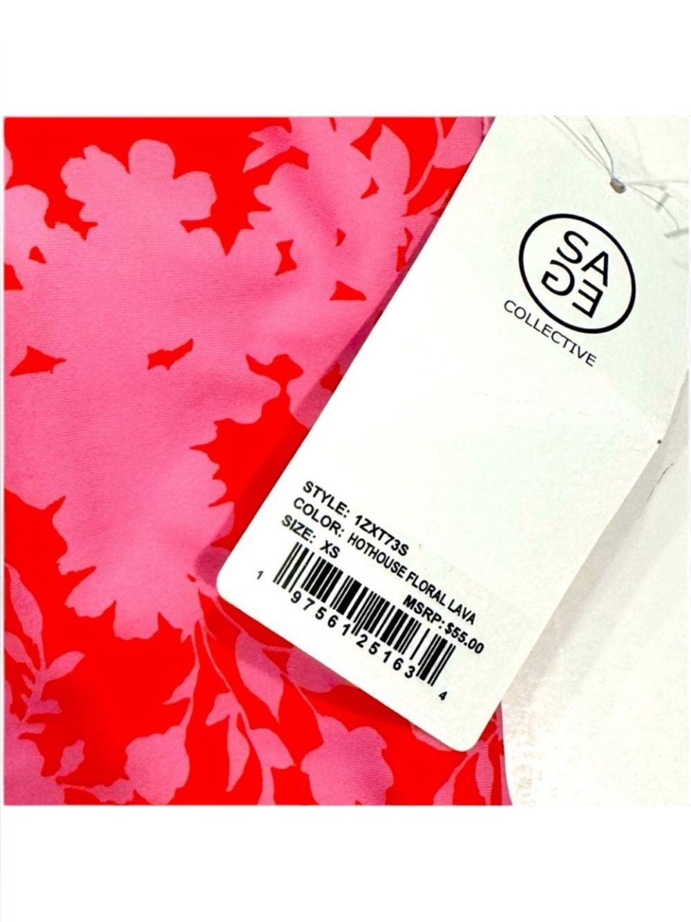 SAGE COLLECTIVE Vibrant Hothouse Floral Lava Red Pink Sports Bra Crop NWT XS - Picture 10 of 10